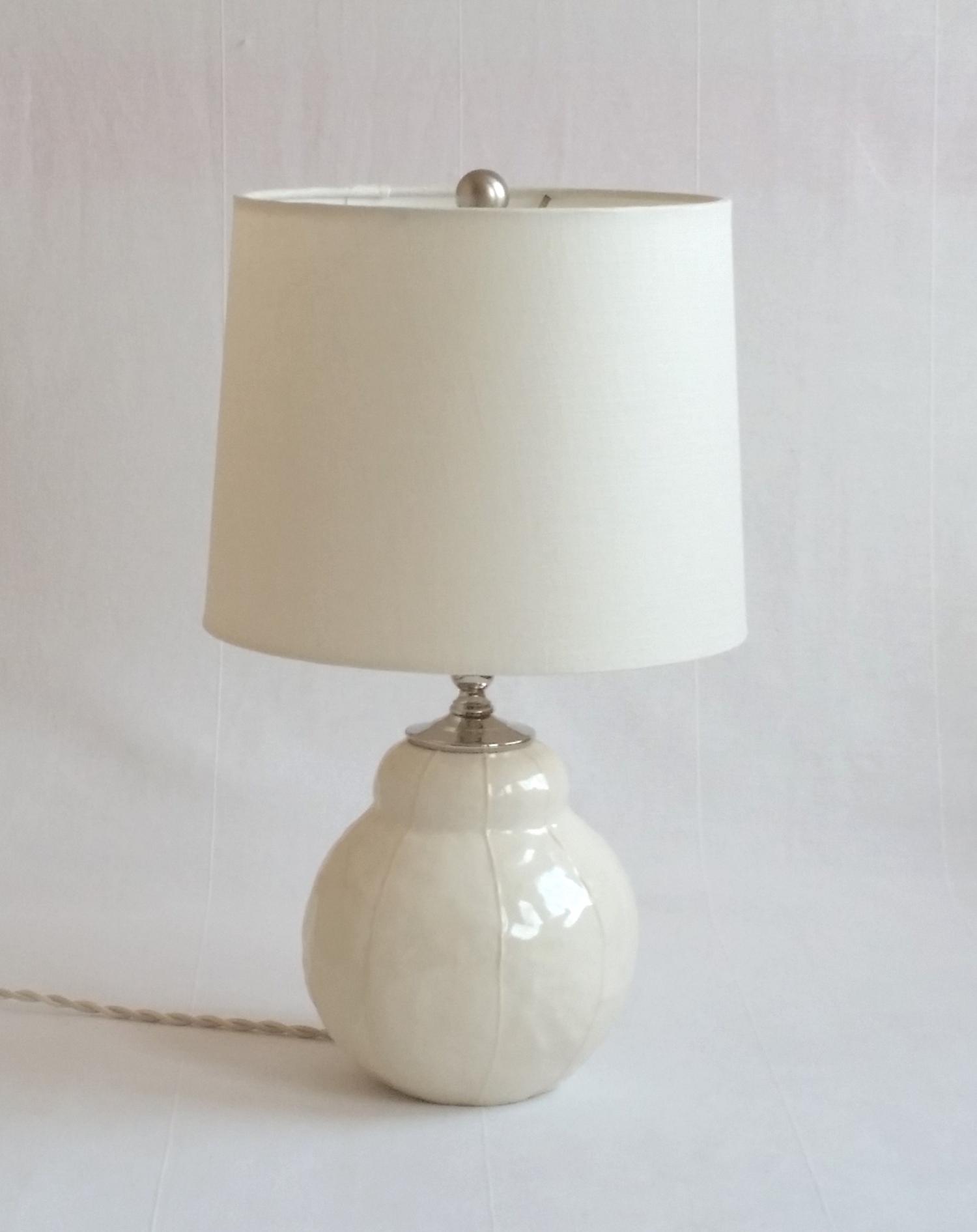 VIT ceramics Bubble lamp, drum shade, white, contemporary pottery lamp base, modern, handmade, Kri Kri Studio, Seattle