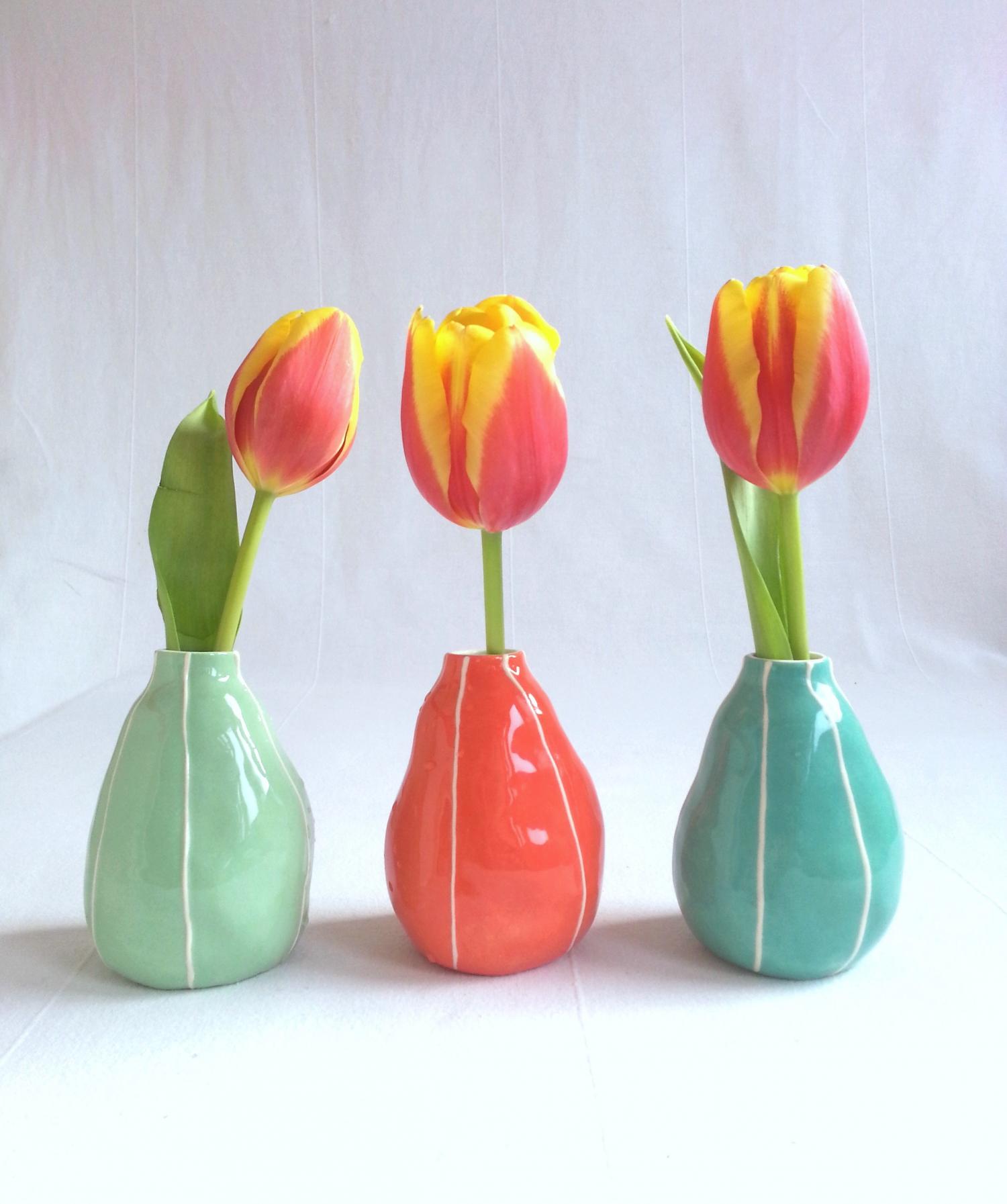 3 pear shaped bud vases in spring brights 3 pear shaped bud vases in spring brights