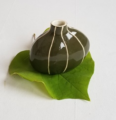 kri kri studio-VIT ceramic, round bud vase , modern pottery, contemporary, olive green, kri kri studio, Seattle